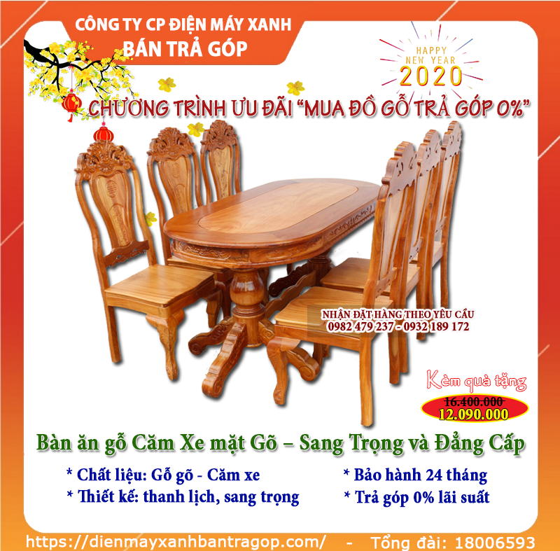 bàn ghế ăn gỗ 6 ghế