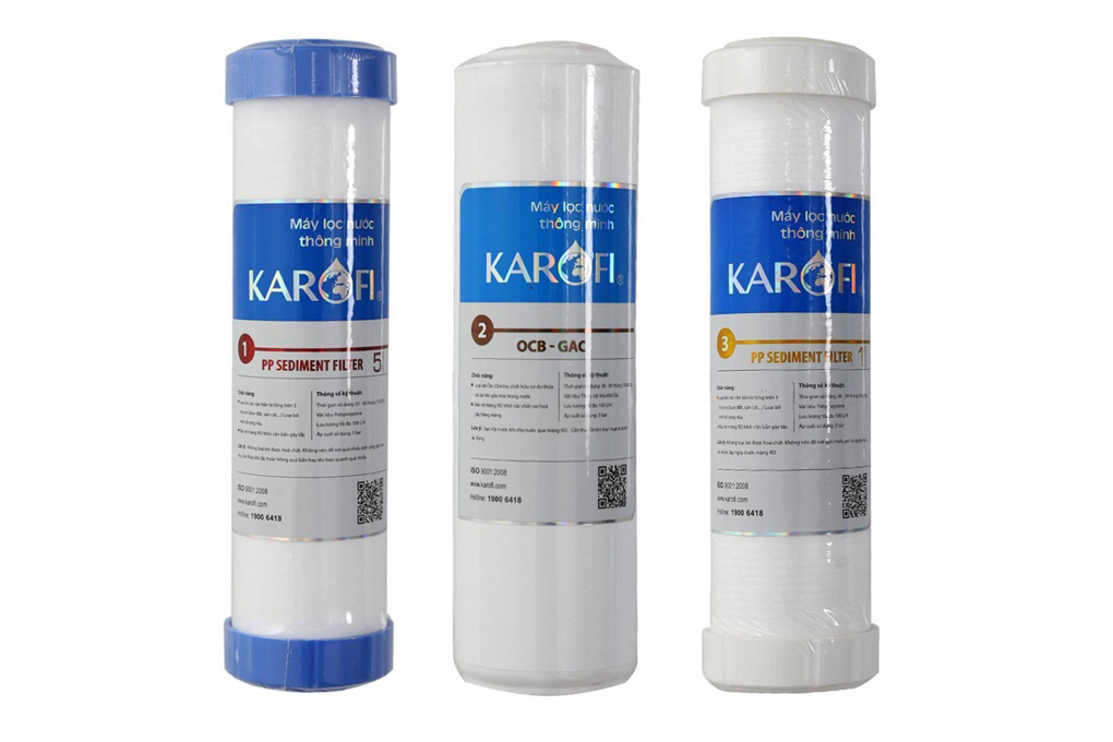 Bộ 3 lõi lọc nước Karofi số 1, 2, 3