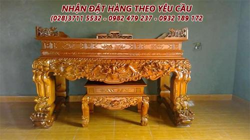 Sập Thờ Gỗ Gõ Đỏ Chạm Hổ Phù