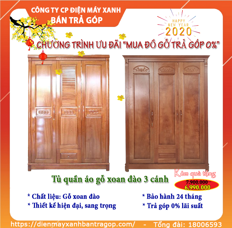 Tủ quần áo giá rẻ| Hỗ trợ trả góp 0%