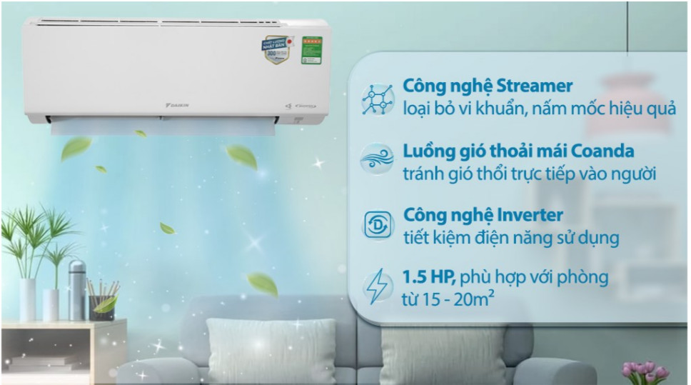 Máy lạnh Daikin Inverter 1.5 HP FTKM35SVMV